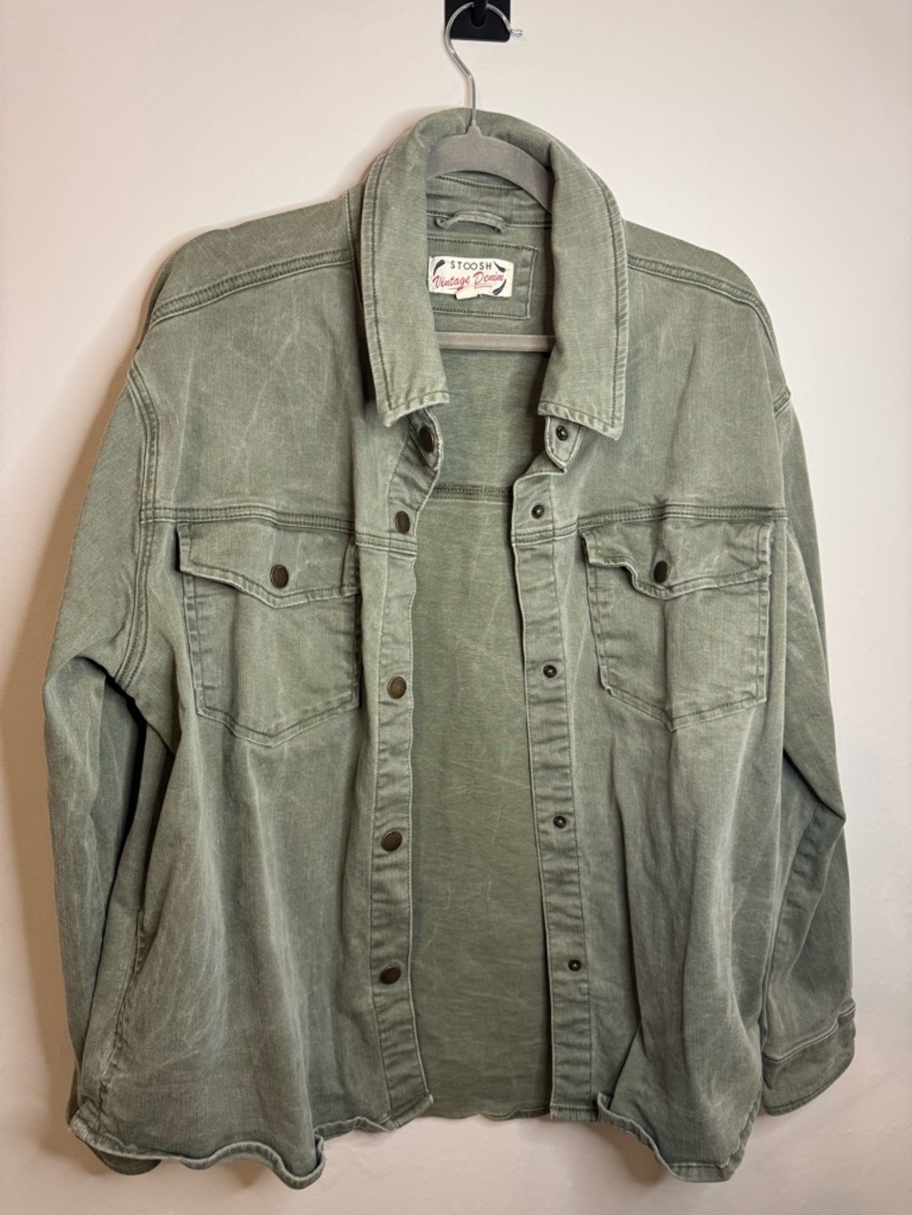 26 International Washed Olive Green Shirt Jacket